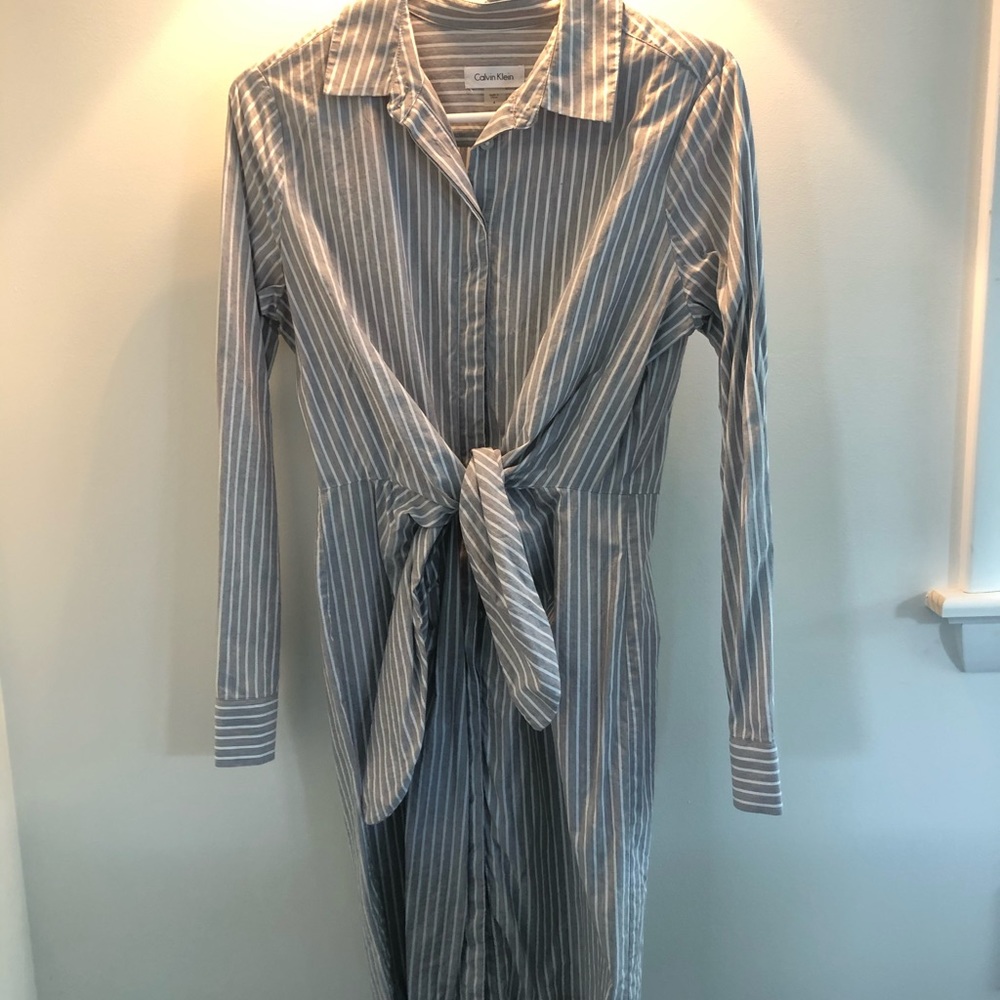 Tie front shirt dress
